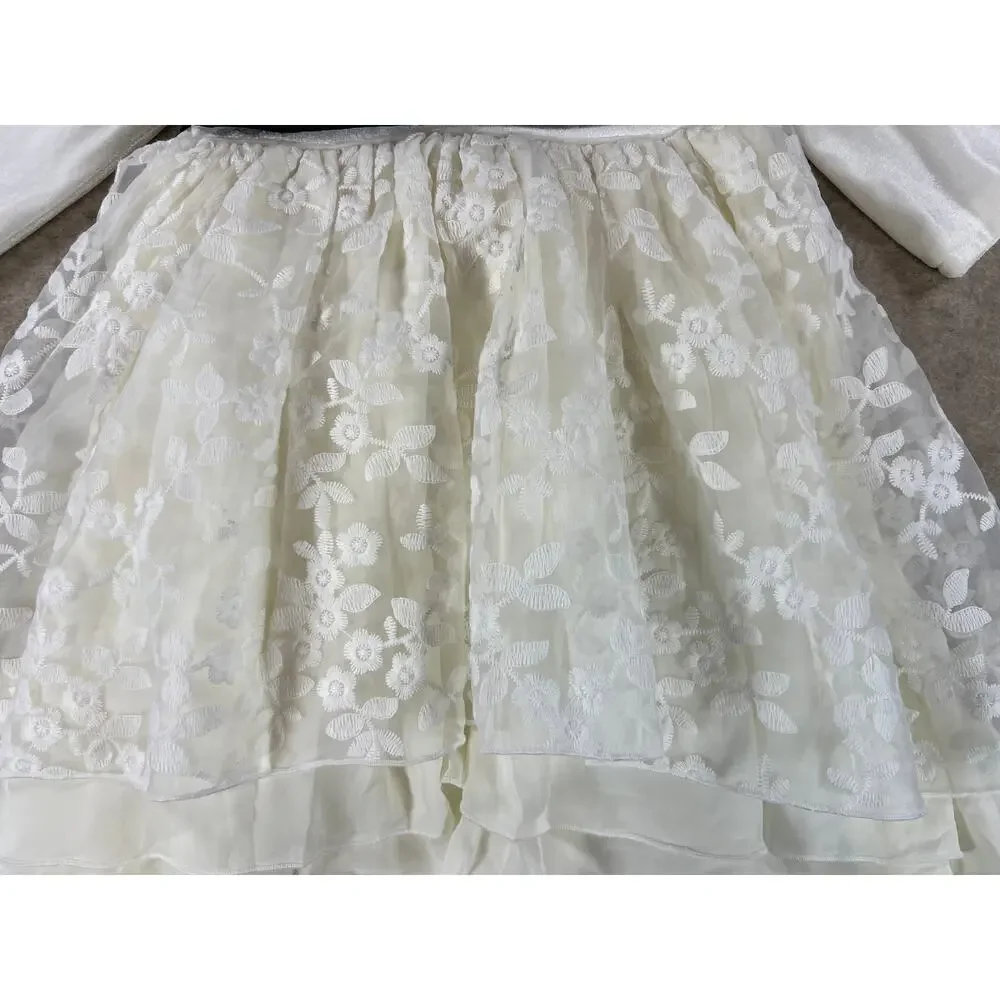 Smocked Sweets White Christmas Hi Lo Dress with Green Sash Girls Size 4/5 NWT